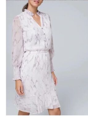 NWT White House Black Market Long Sleeve Blouson Dress size 8 Soft Snake Print